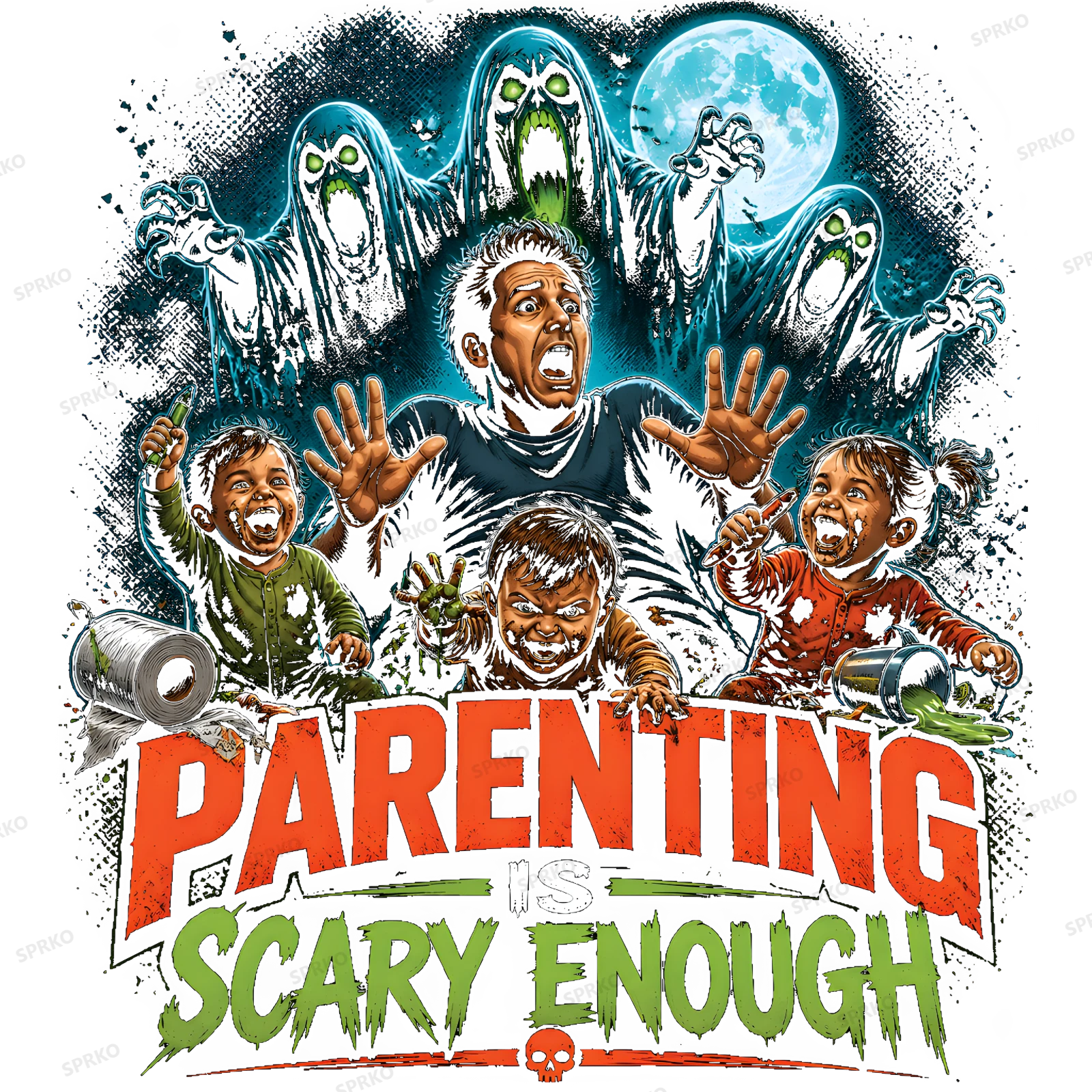 Parenting Is Scary Enough Funny Halloween Design design preview wrapped on a mug