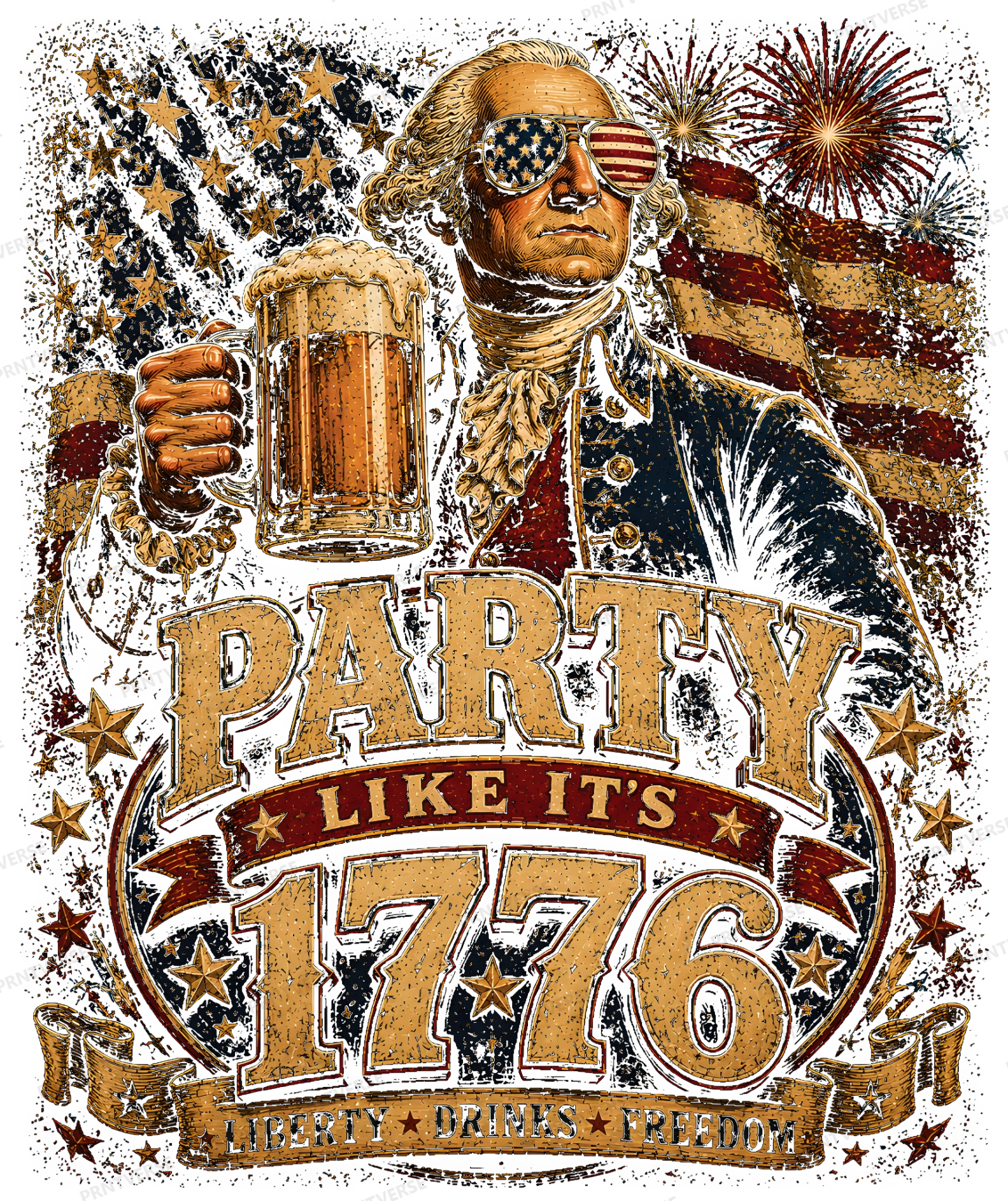 Party Like It's 1776 George Washington Beer Art design preview wrapped on a mug