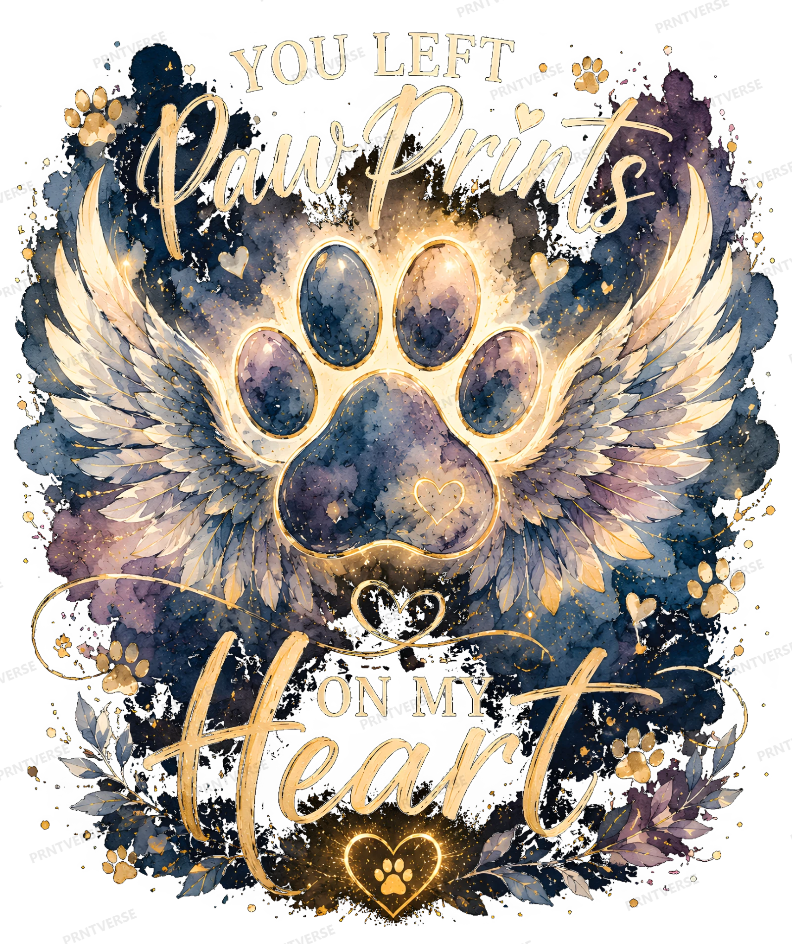 Paw Prints On My Heart Pet Memorial Tribute design preview wrapped on a mug