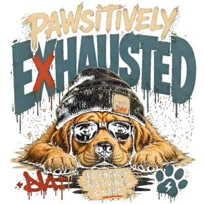 Pawsitively Exhausted Streetwear Dog Humor