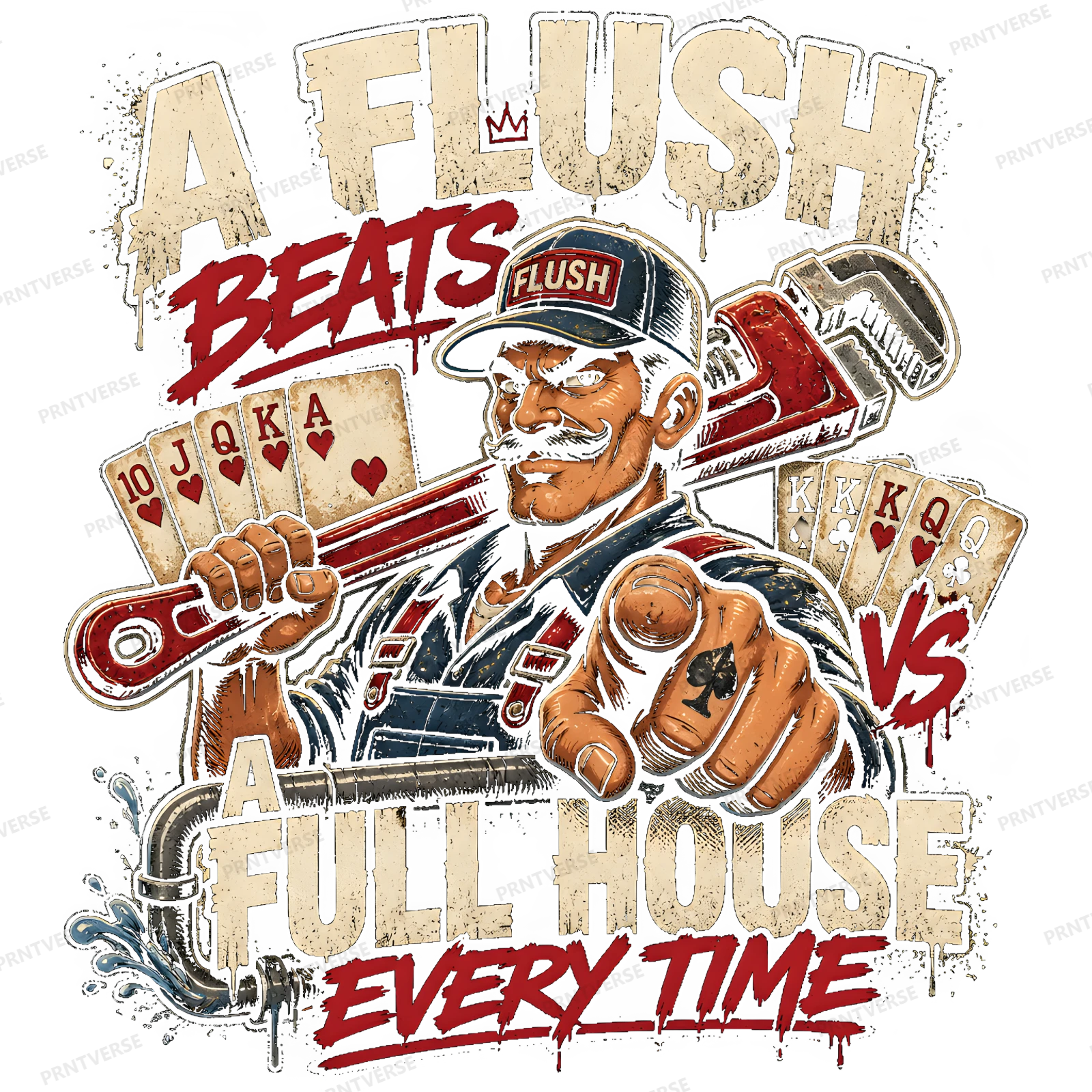 Plumber Flush Beats Full House Humor design preview wrapped on a mug