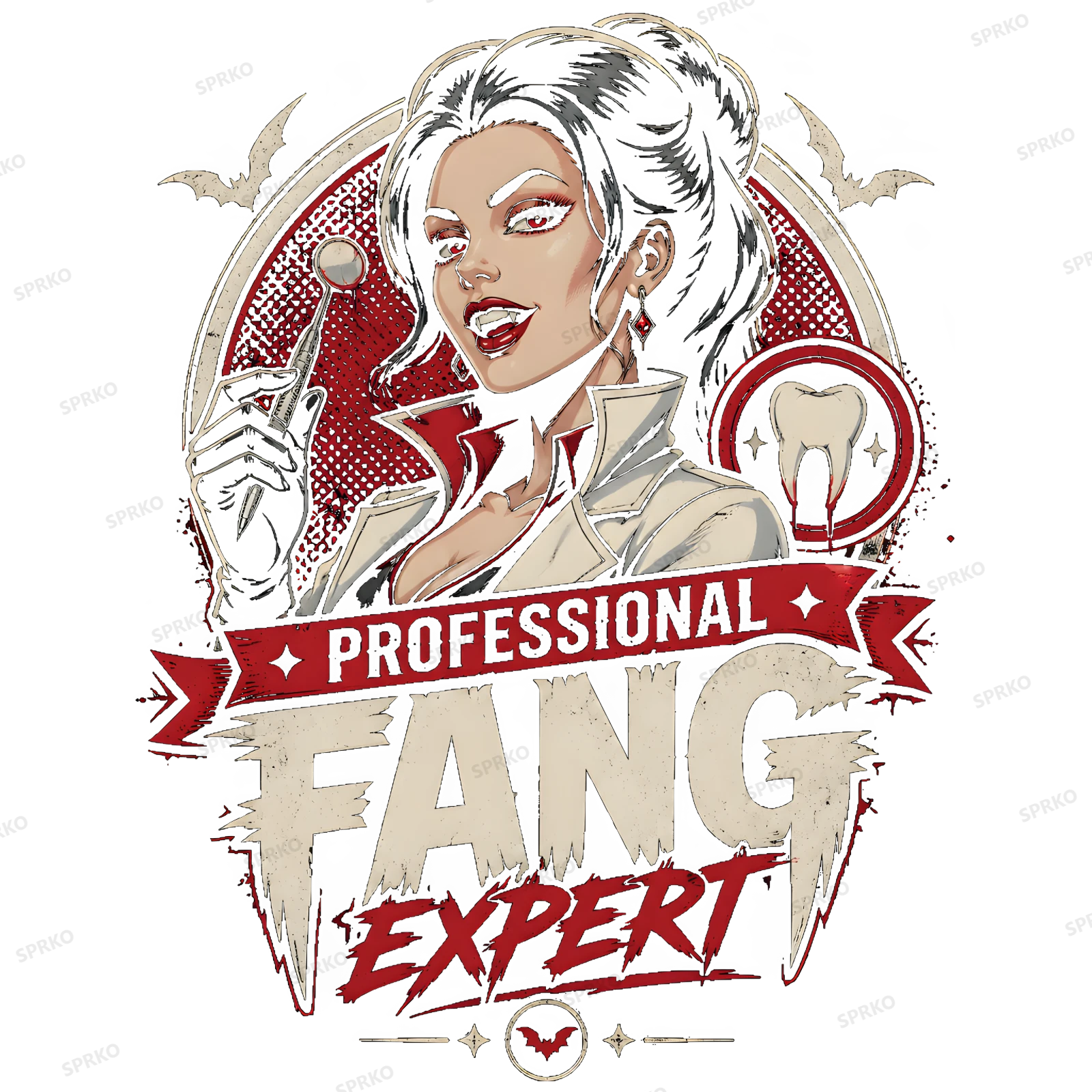 Professional Fang Expert Vampire Dentist Design design preview wrapped on a mug