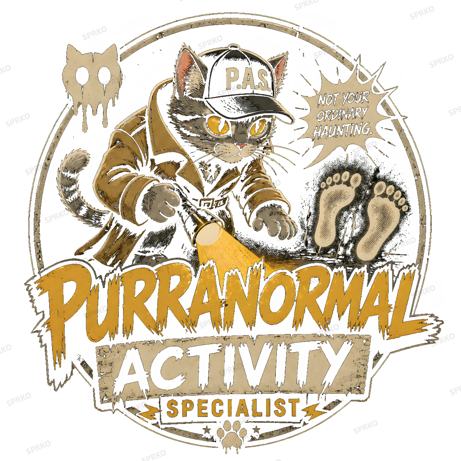 Purranormal Activity Specialist Cat Detective design preview wrapped on a mug