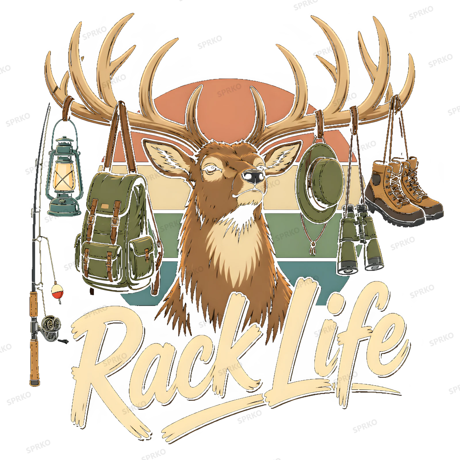 Rack Life Deer Hunter Outdoor Adventure design preview wrapped on a mug