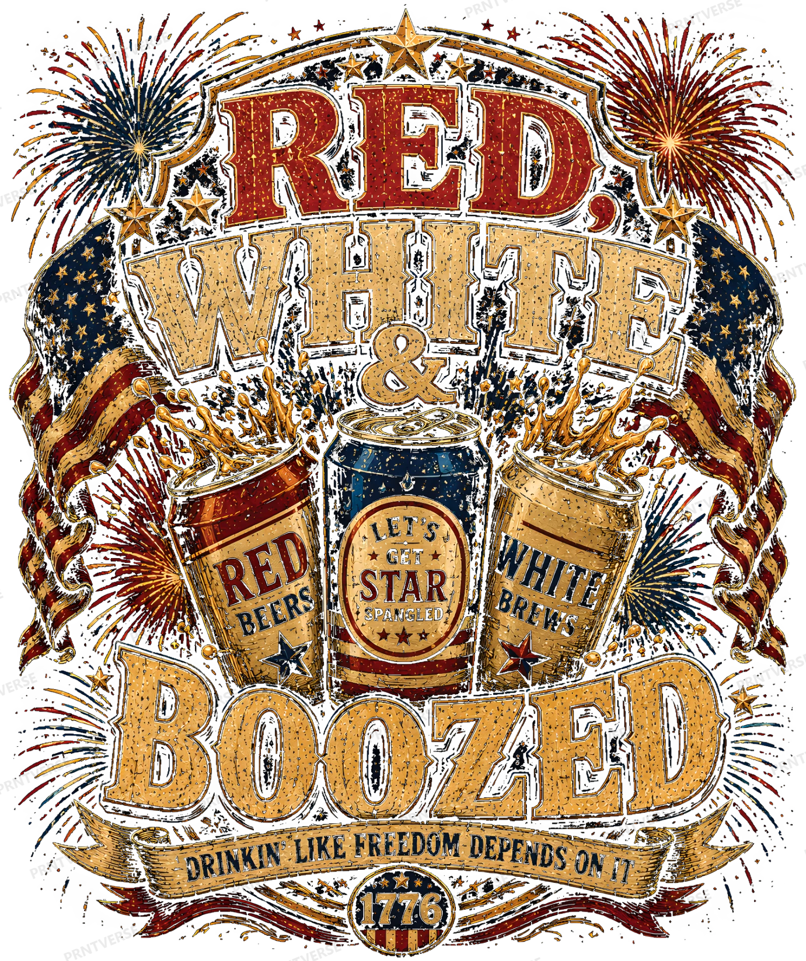 Red White and Boozed Patriotic Beer Design design preview wrapped on a mug