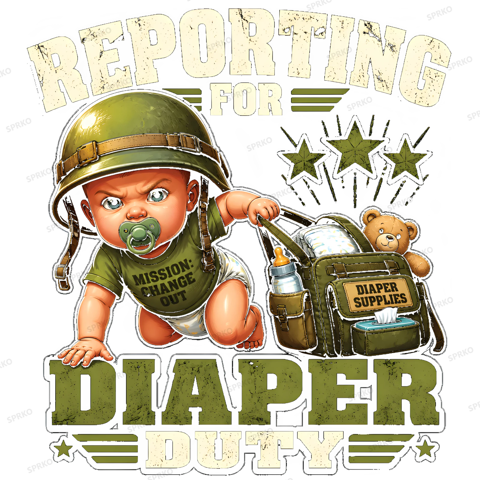Reporting For Diaper Duty Military Baby design preview wrapped on a mug