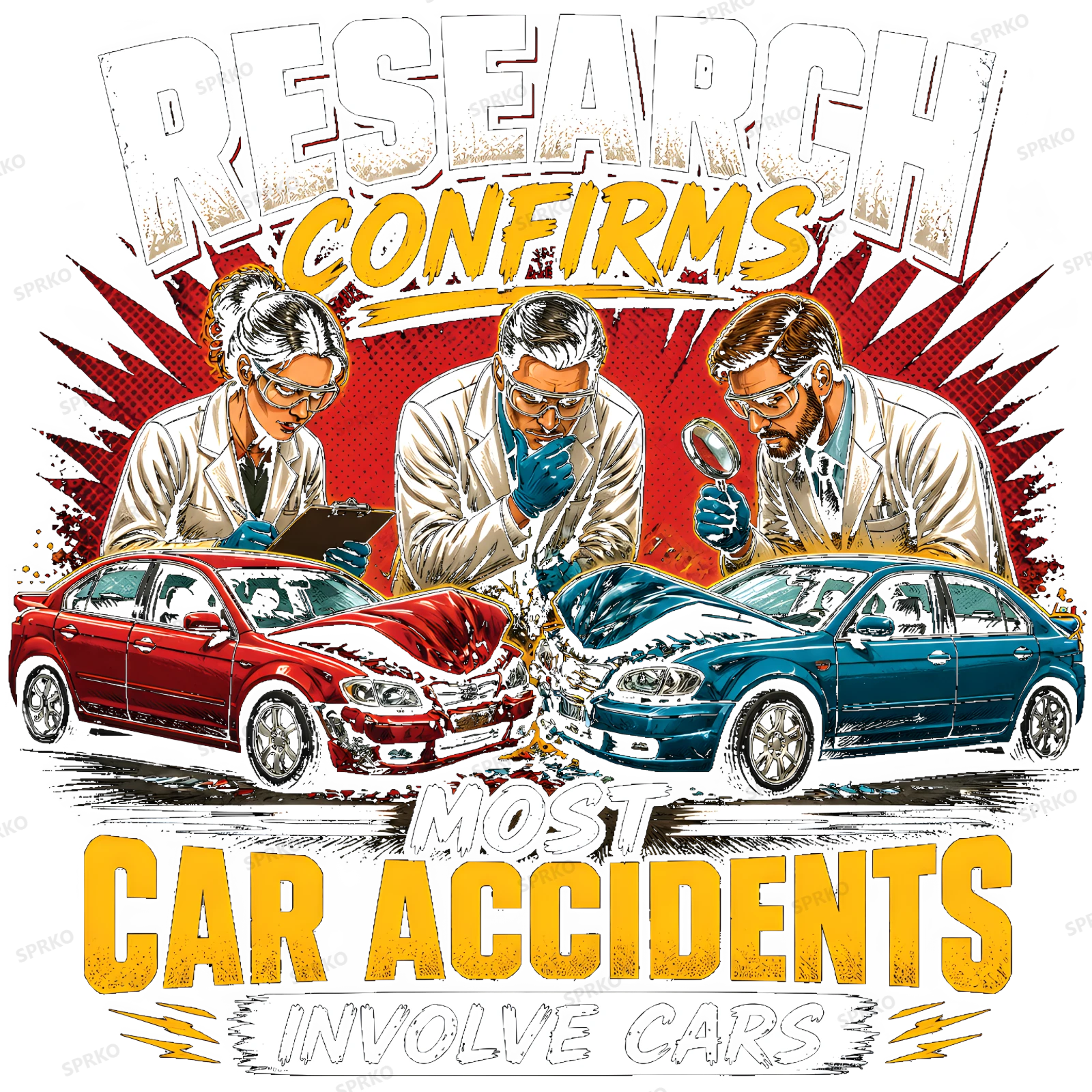 Research Confirms Car Accidents Involve Cars Funny Science design preview wrapped on a mug
