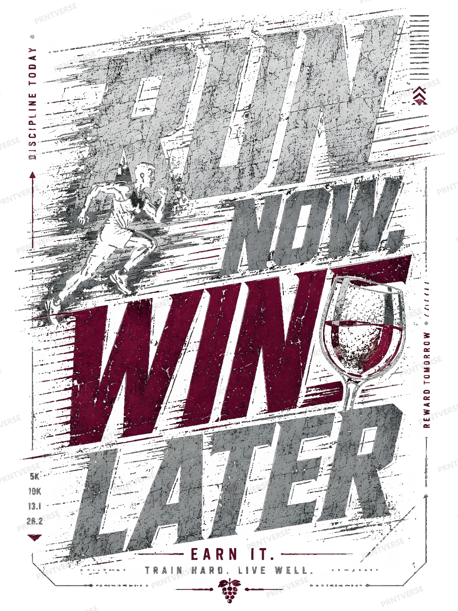 Run Now Wine Later Distressed Athletic Design design preview wrapped on a mug