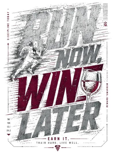 Run Now Wine Later Distressed Athletic Design