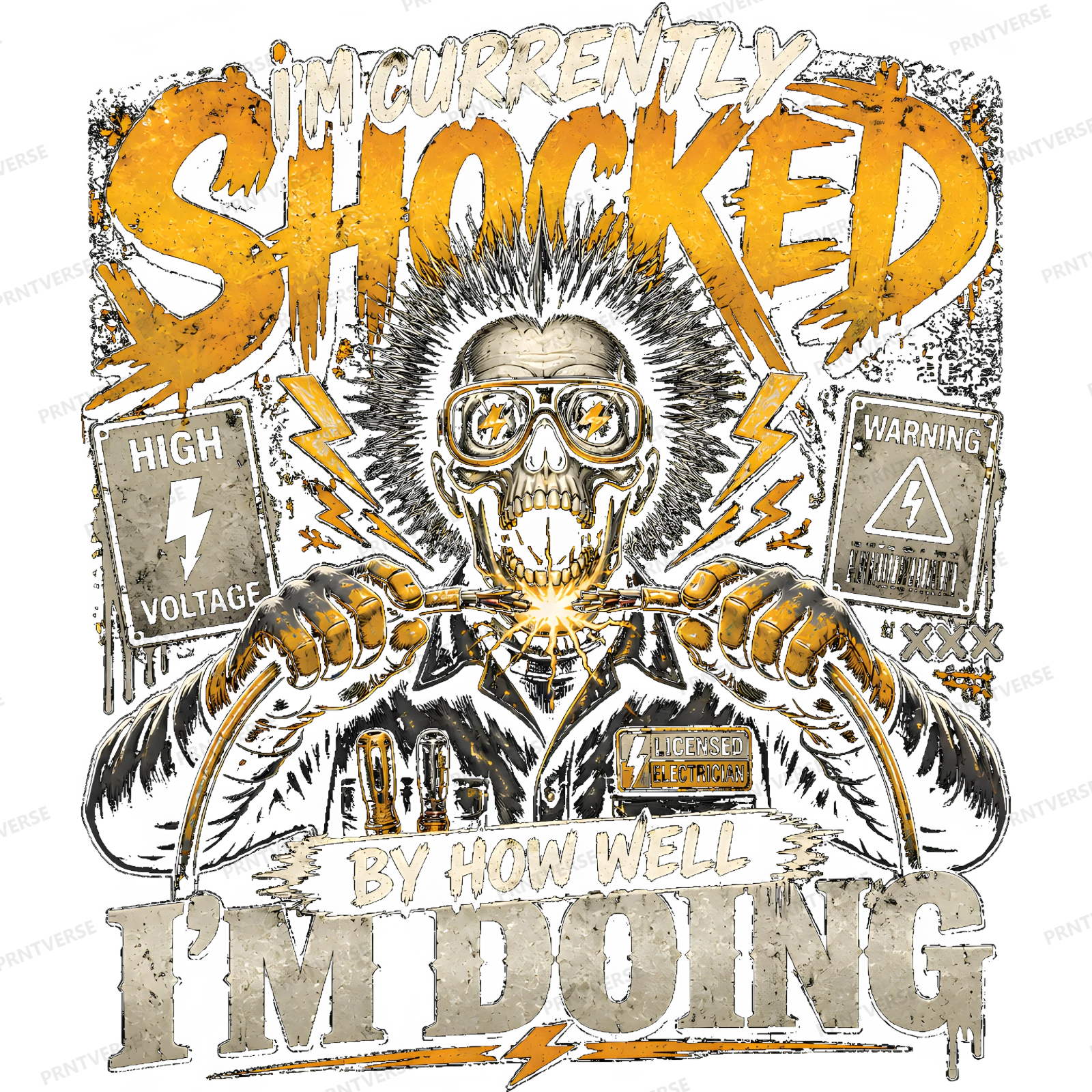 Currently Shocked Electrician Humor Artwork design preview wrapped on a mug