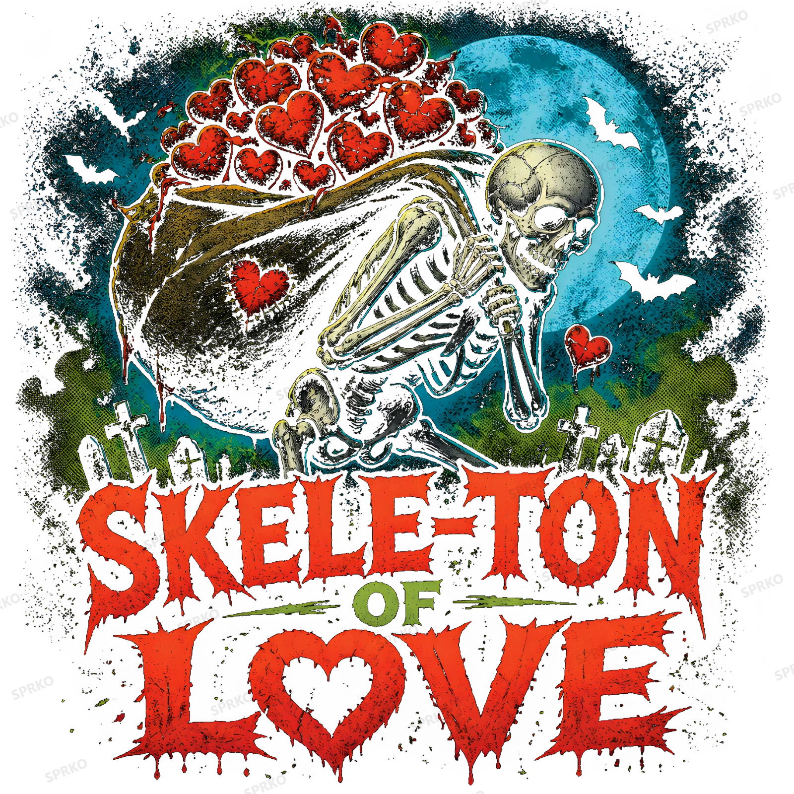 Skele-ton of Love Skeleton with Hearts Design design preview wrapped on a mug