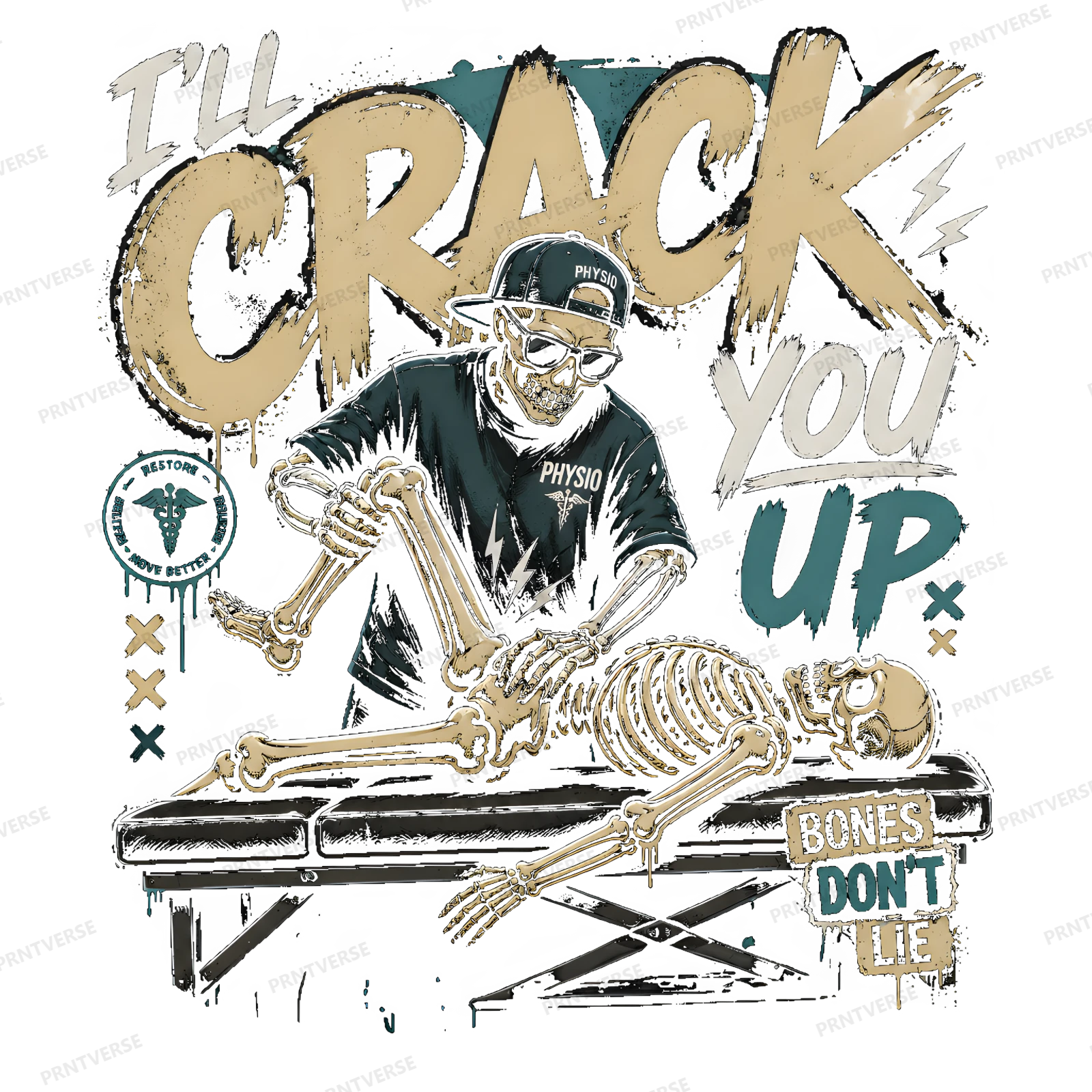 I'll Crack You Up Skeleton Chiropractor design preview wrapped on a mug