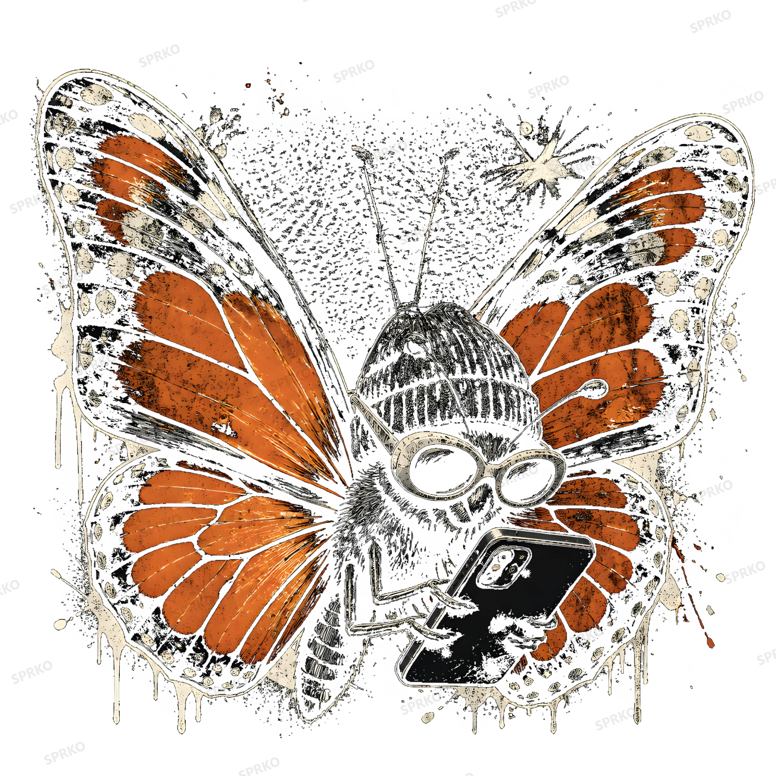 Social Butterfly Humor Design design preview wrapped on a mug
