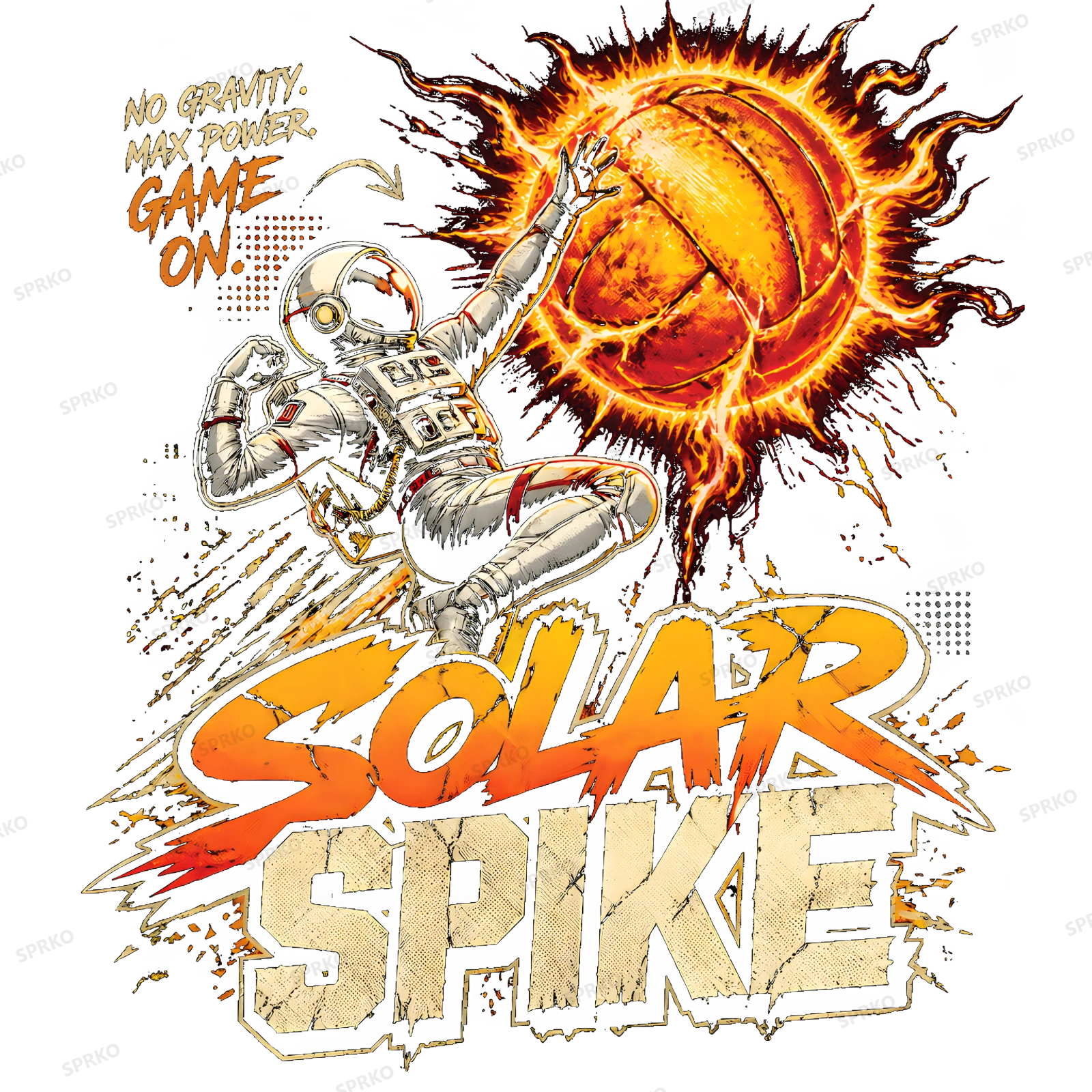 Solar Spike Space Volleyball Design design preview wrapped on a mug