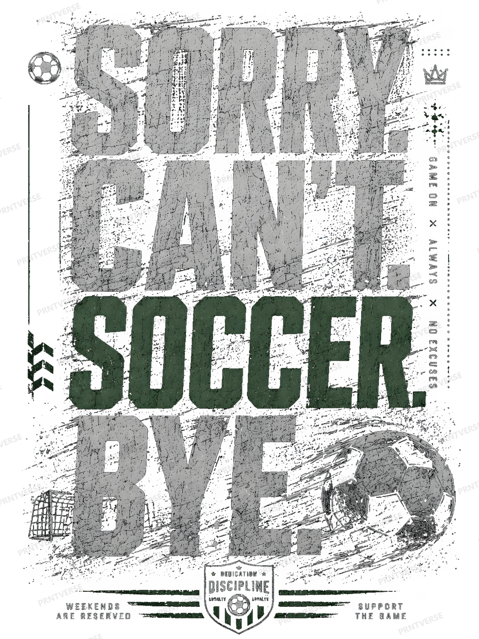 Sorry Can't Soccer Bye Distressed Athletic Design design preview wrapped on a mug