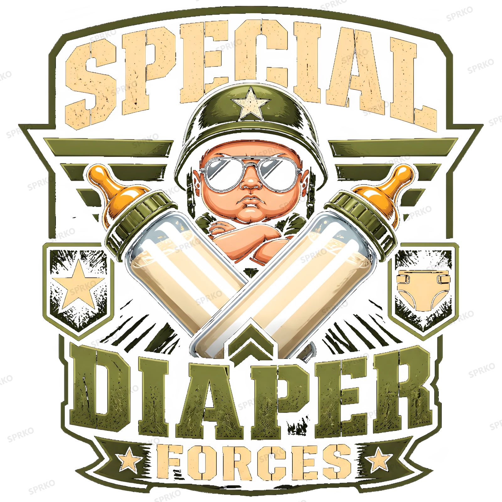 Special Diaper Forces Baby Military Pun design preview wrapped on a mug