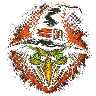 Spooky Green Witch Face Halloween Graphic