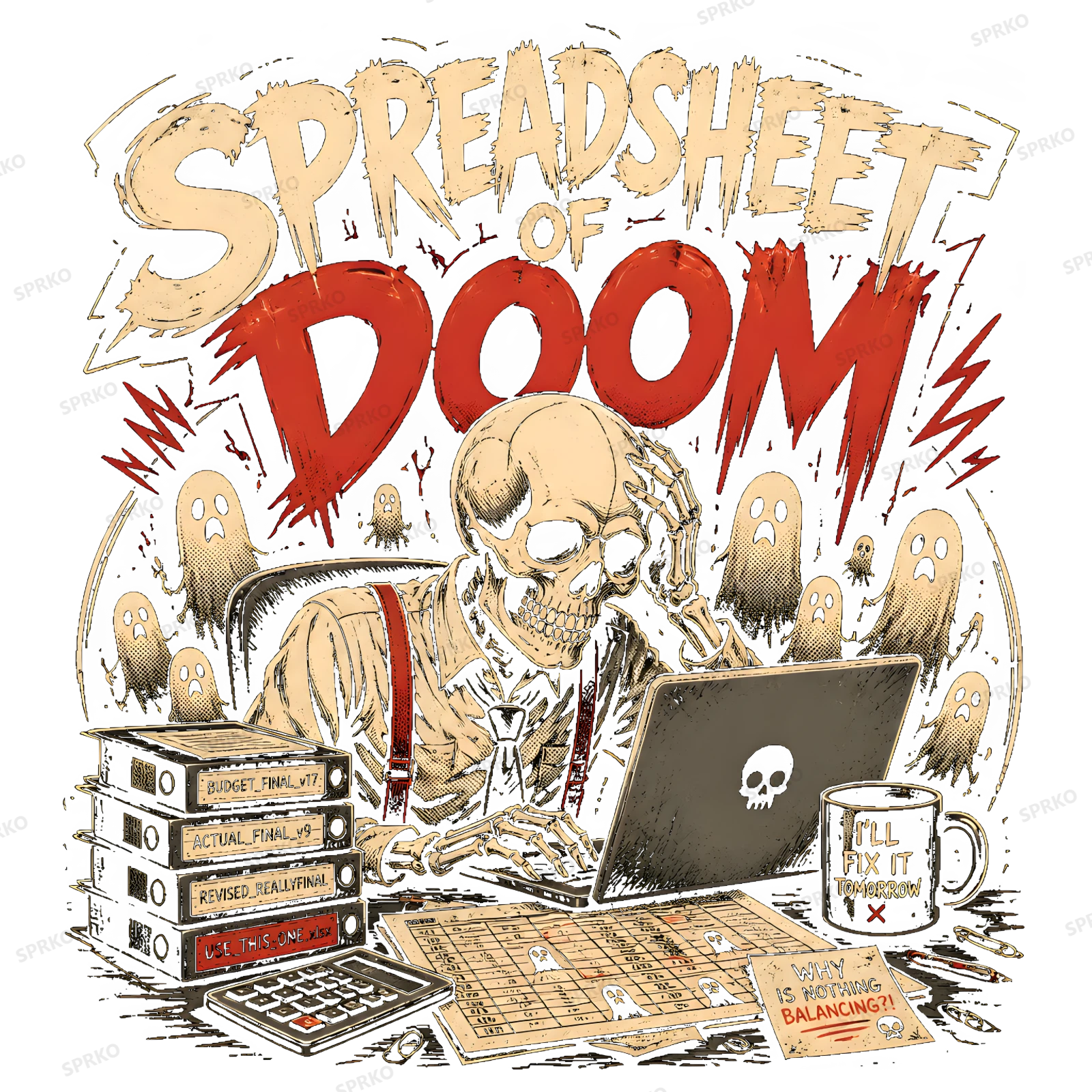 Spreadsheet of Doom Office Worker Design design preview wrapped on a mug