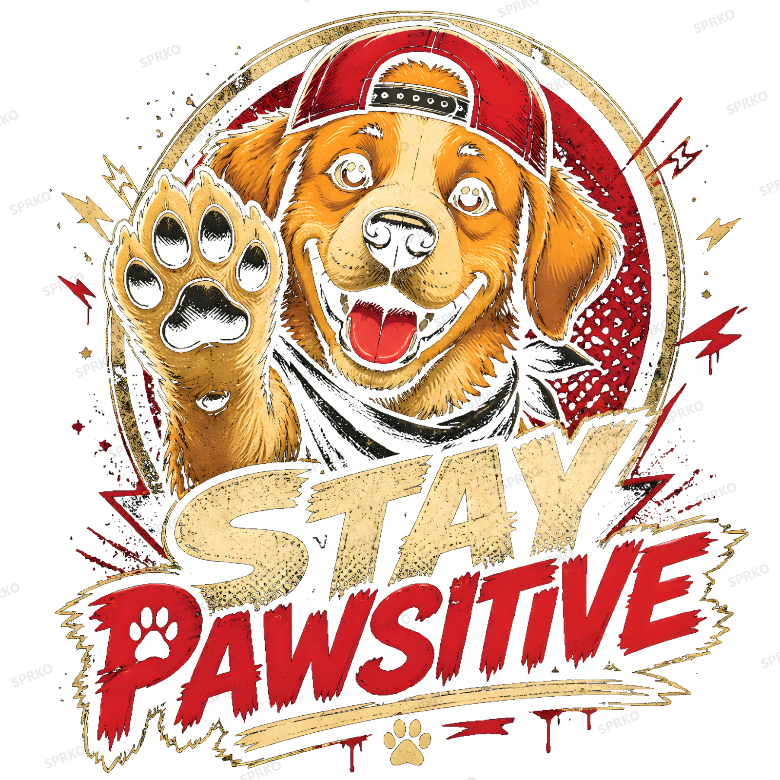 Stay Pawsitive Dog with Baseball Cap Design design preview wrapped on a mug