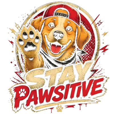 Stay Pawsitive Dog with Baseball Cap Design