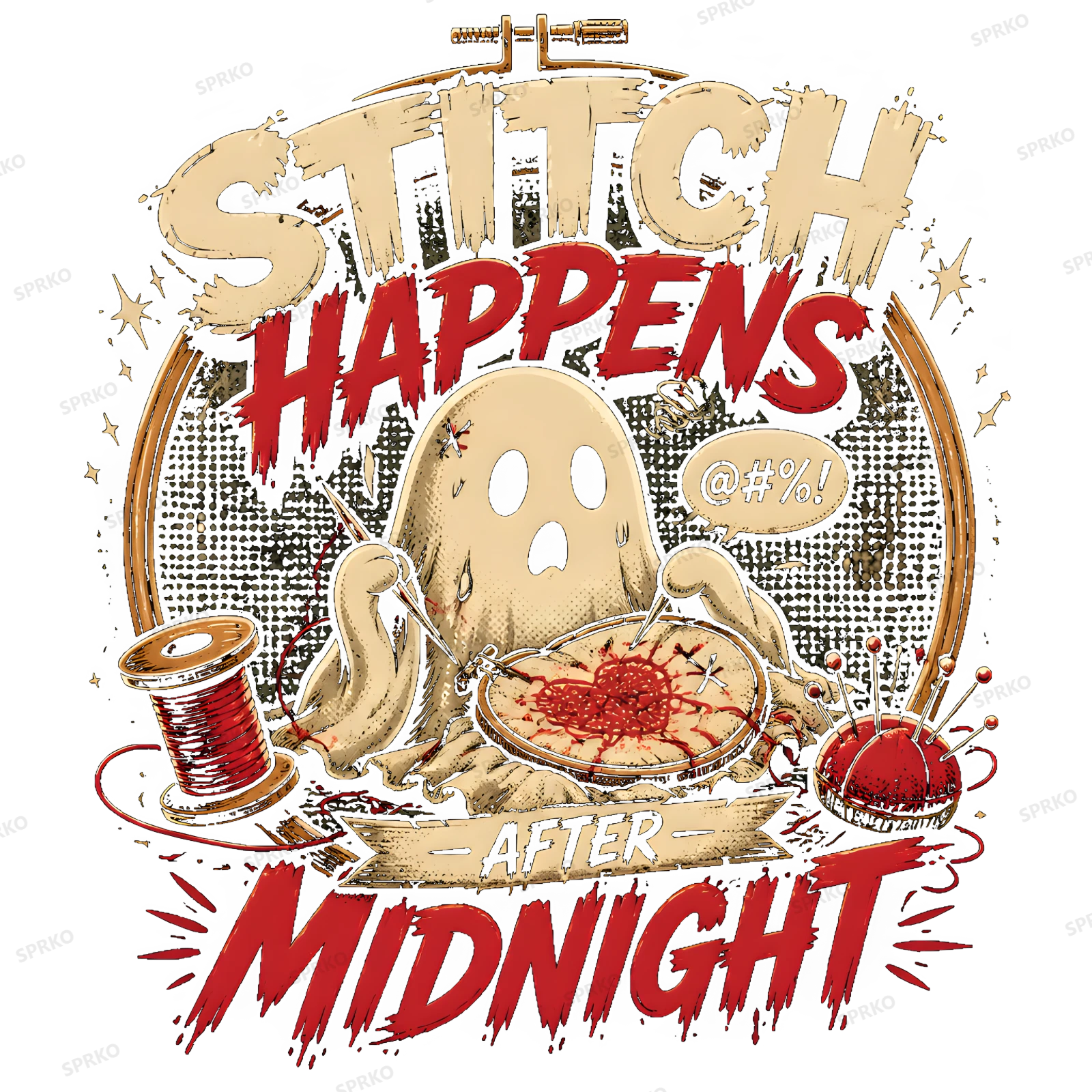 Stitch Happens After Midnight Ghost Design design preview wrapped on a mug