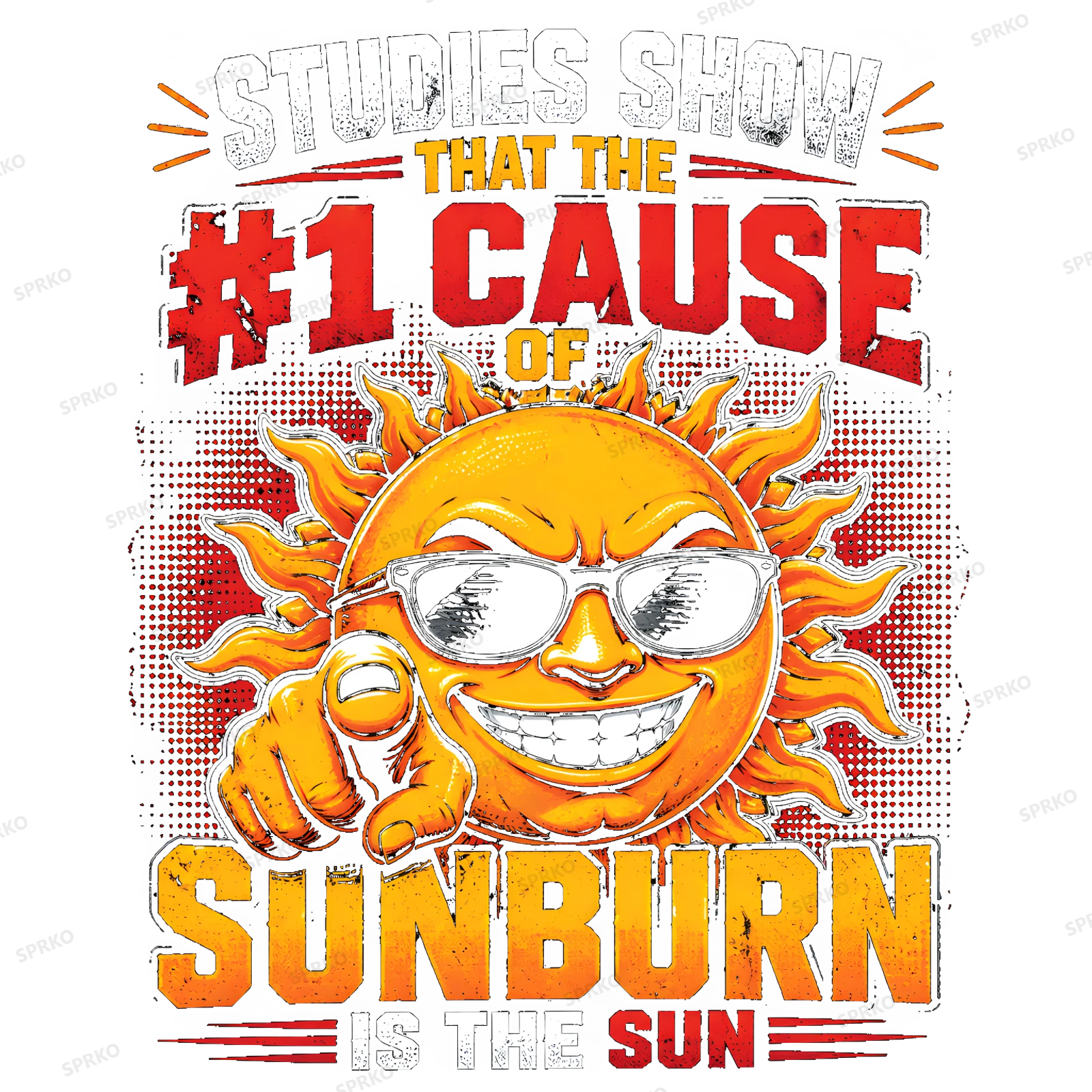 Studies Show #1 Cause of Sunburn is The Sun Funny Sun Pun design preview wrapped on a mug
