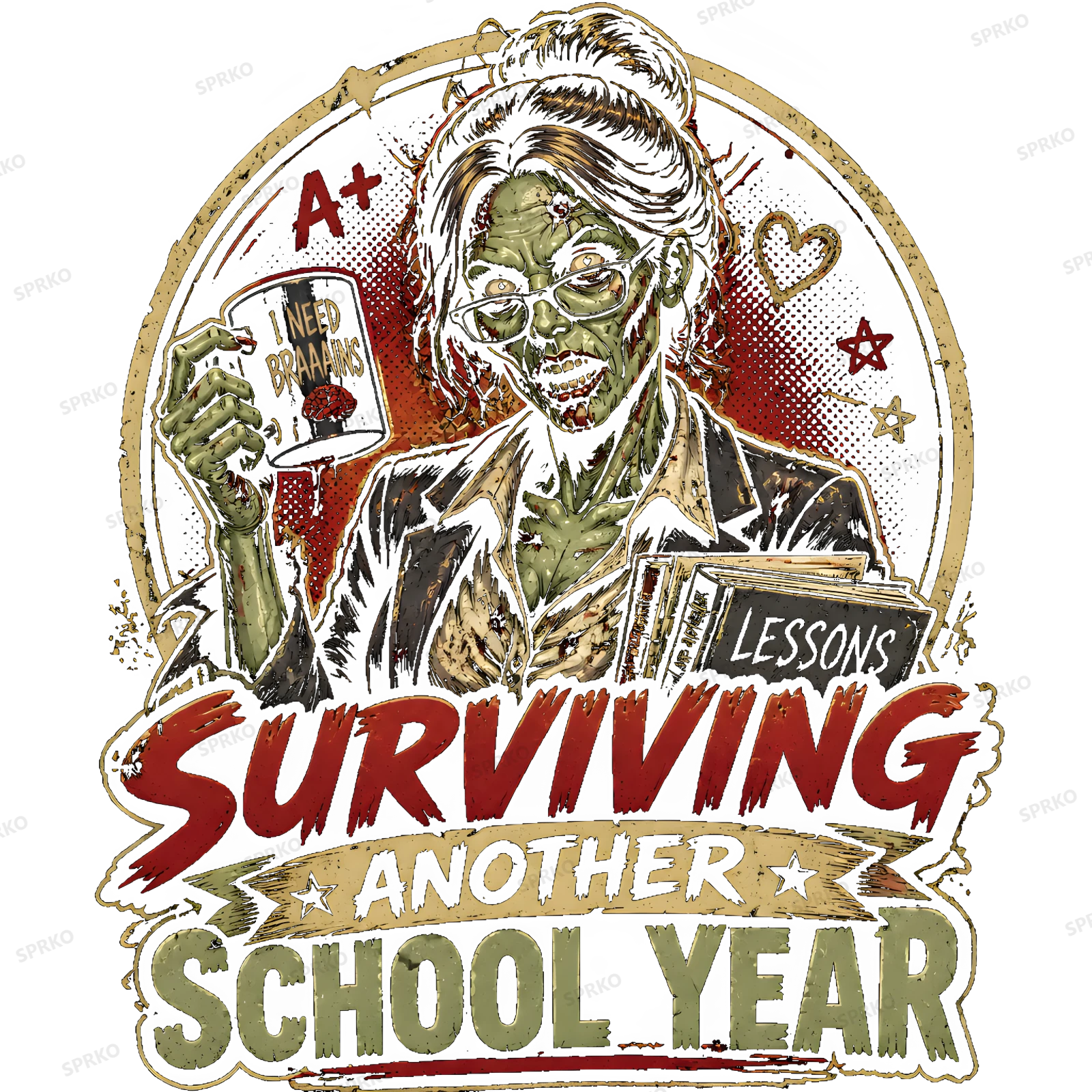 Surviving Another School Year Female Zombie Teacher design preview wrapped on a mug