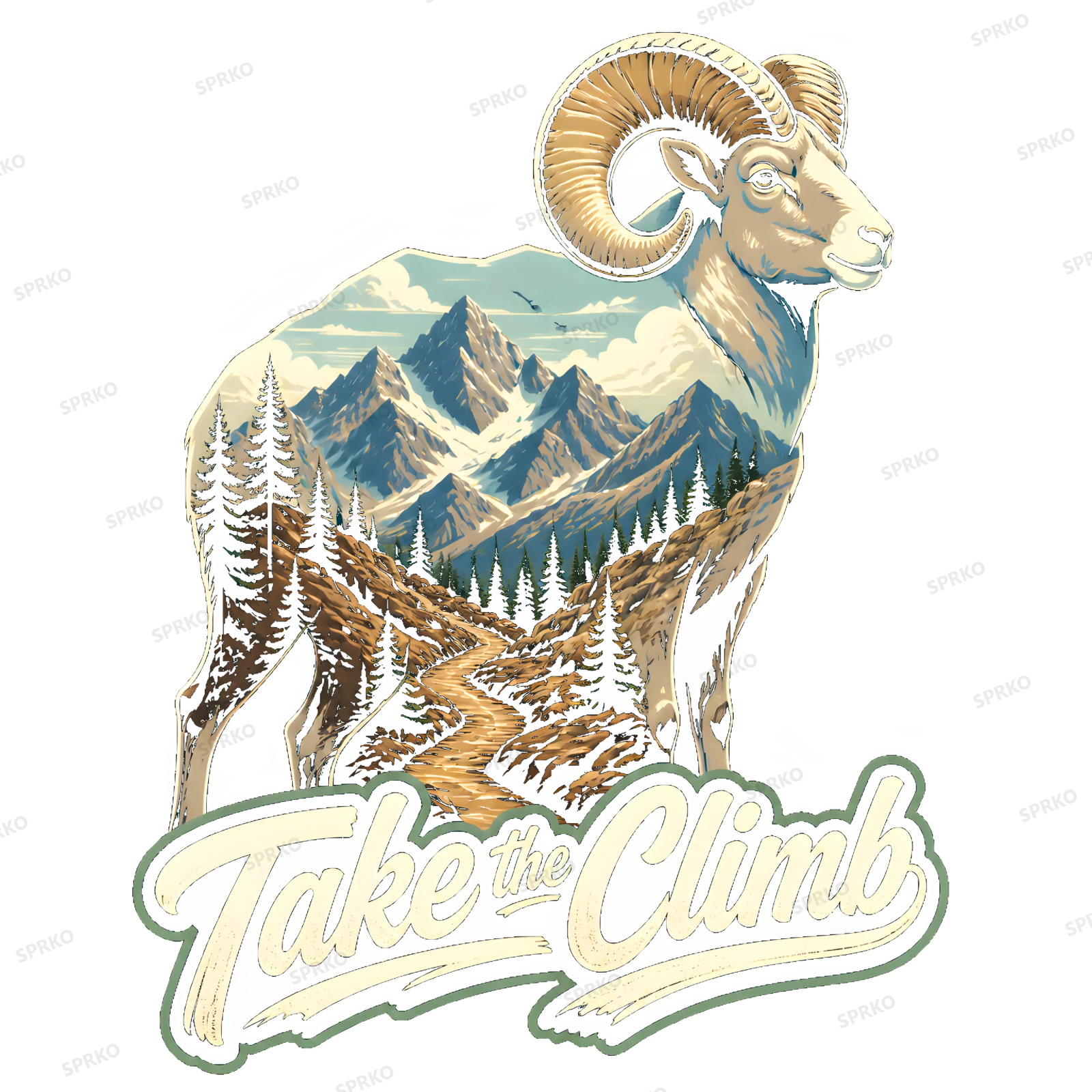 Take the Climb Bighorn Sheep Mountain Landscape design preview wrapped on a mug