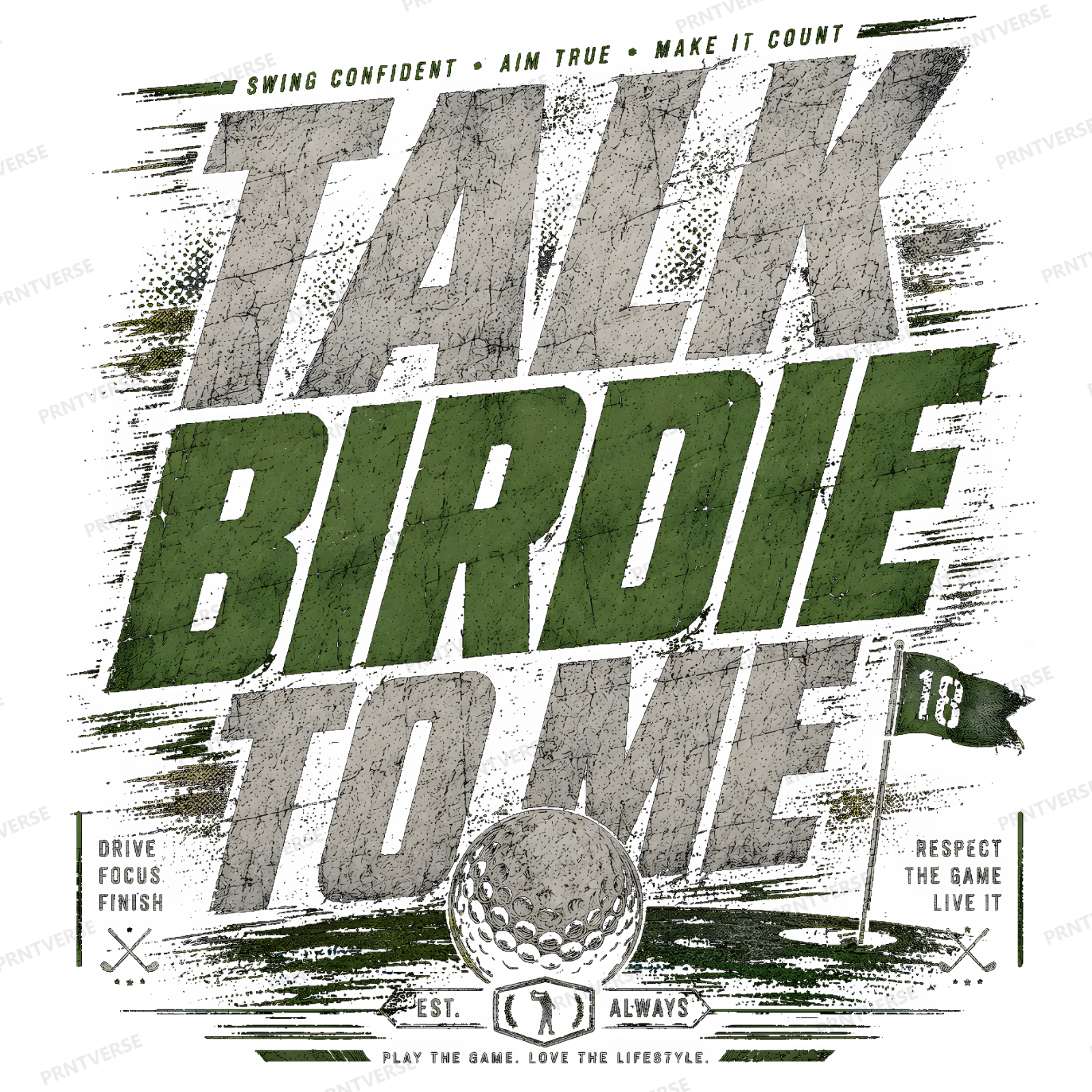 Talk Birdie To Me Distressed Golf Typography design preview wrapped on a mug