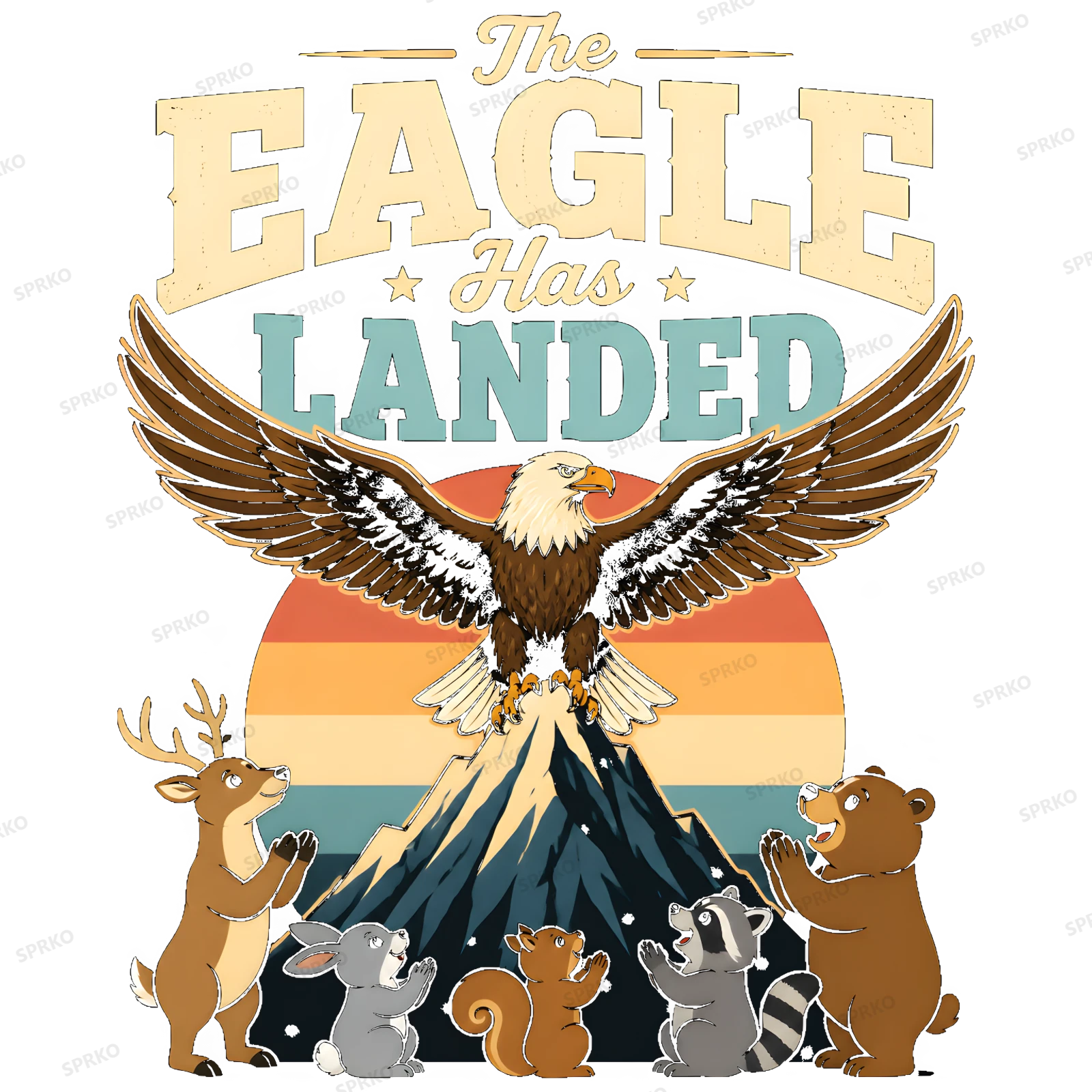 The Eagle Has Landed Vintage Sunset Design design preview wrapped on a mug