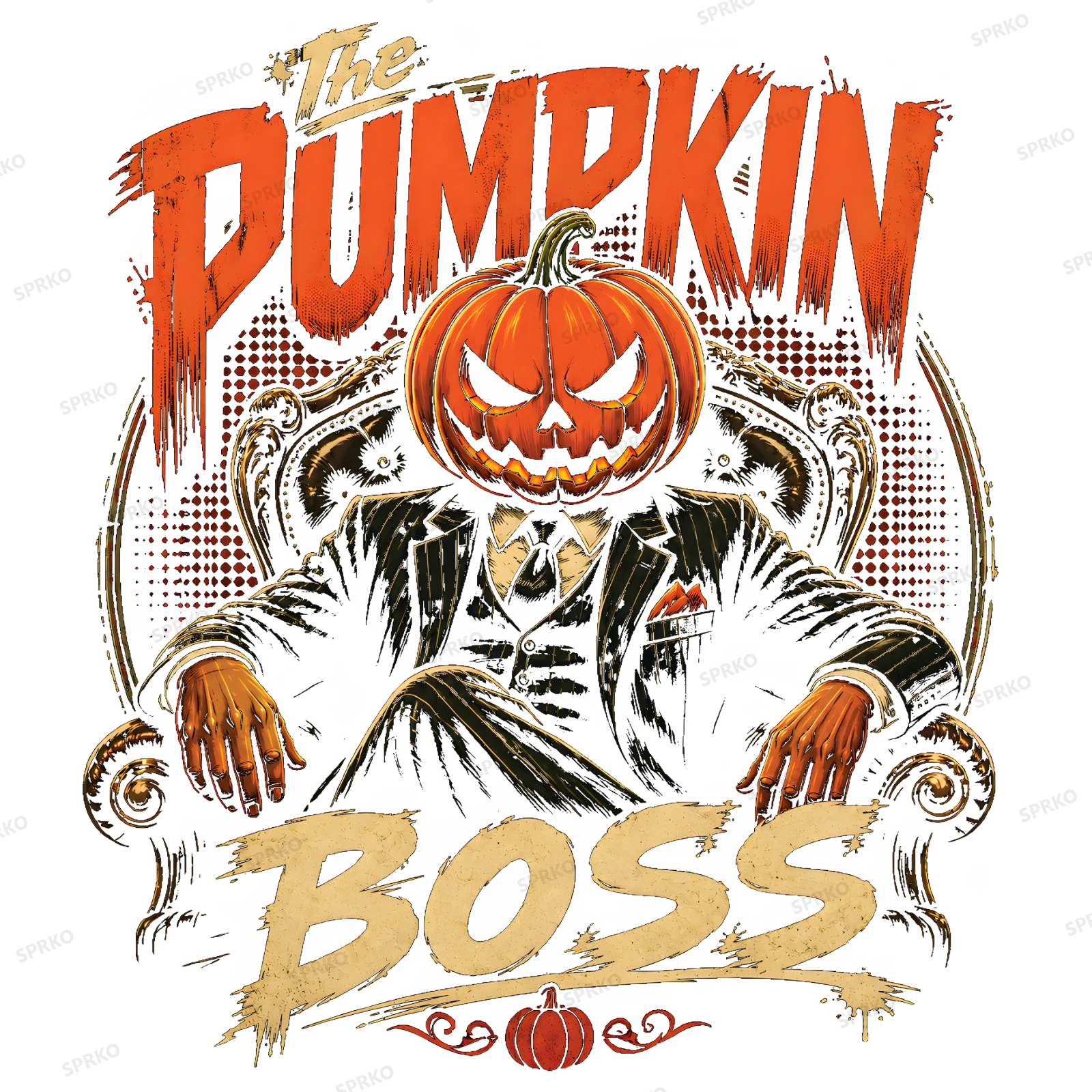 The Pumpkin Boss Halloween Design design preview wrapped on a mug