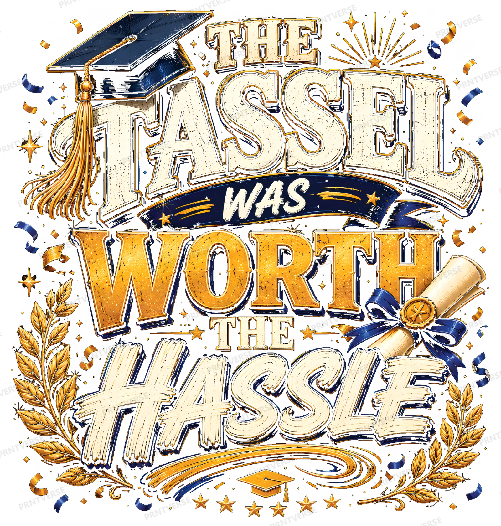 The Tassel Was Worth The Hassle Typography design preview wrapped on a mug
