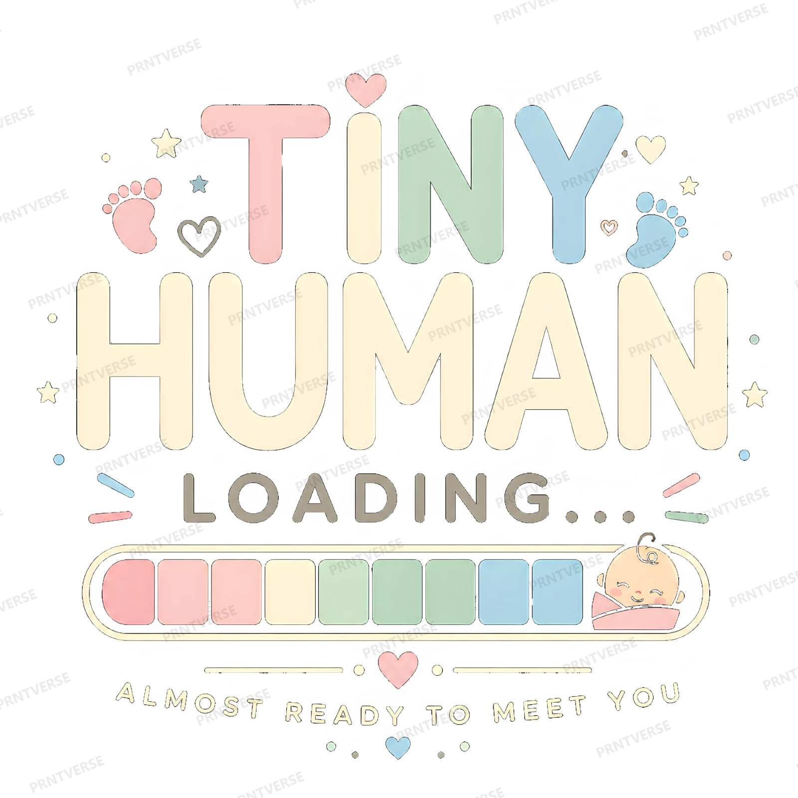 Tiny Human Loading Pastel Pregnancy Reveal design preview wrapped on a mug