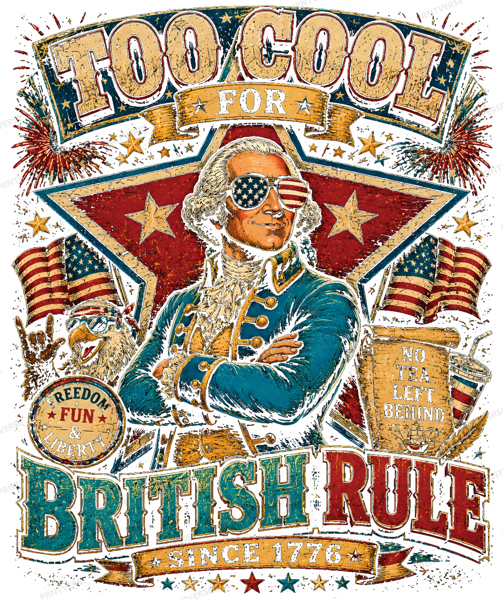 Too Cool For British Rule George Washington Design design preview wrapped on a mug