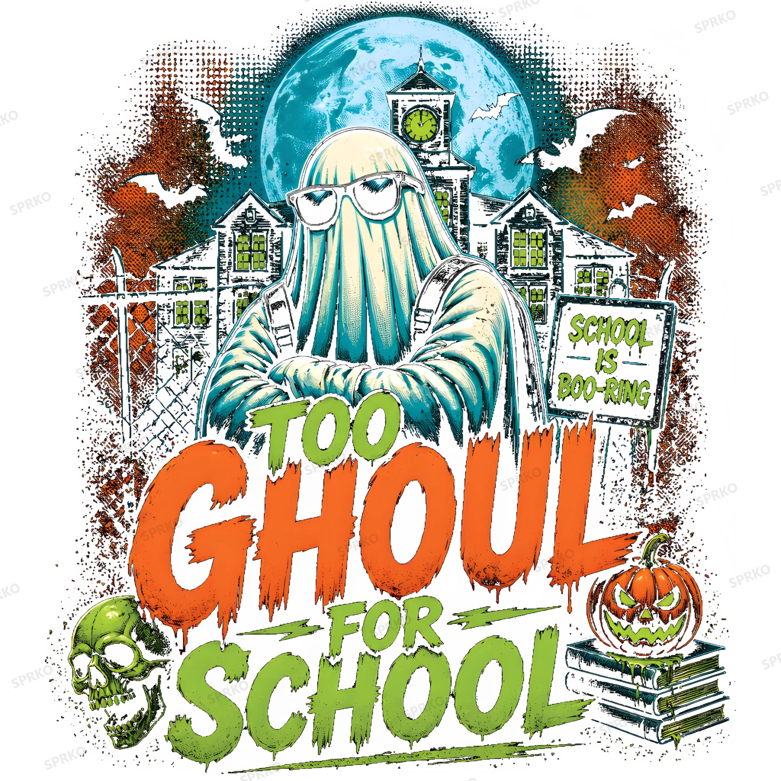 Too Ghoul For School Halloween Pun Design design preview wrapped on a mug