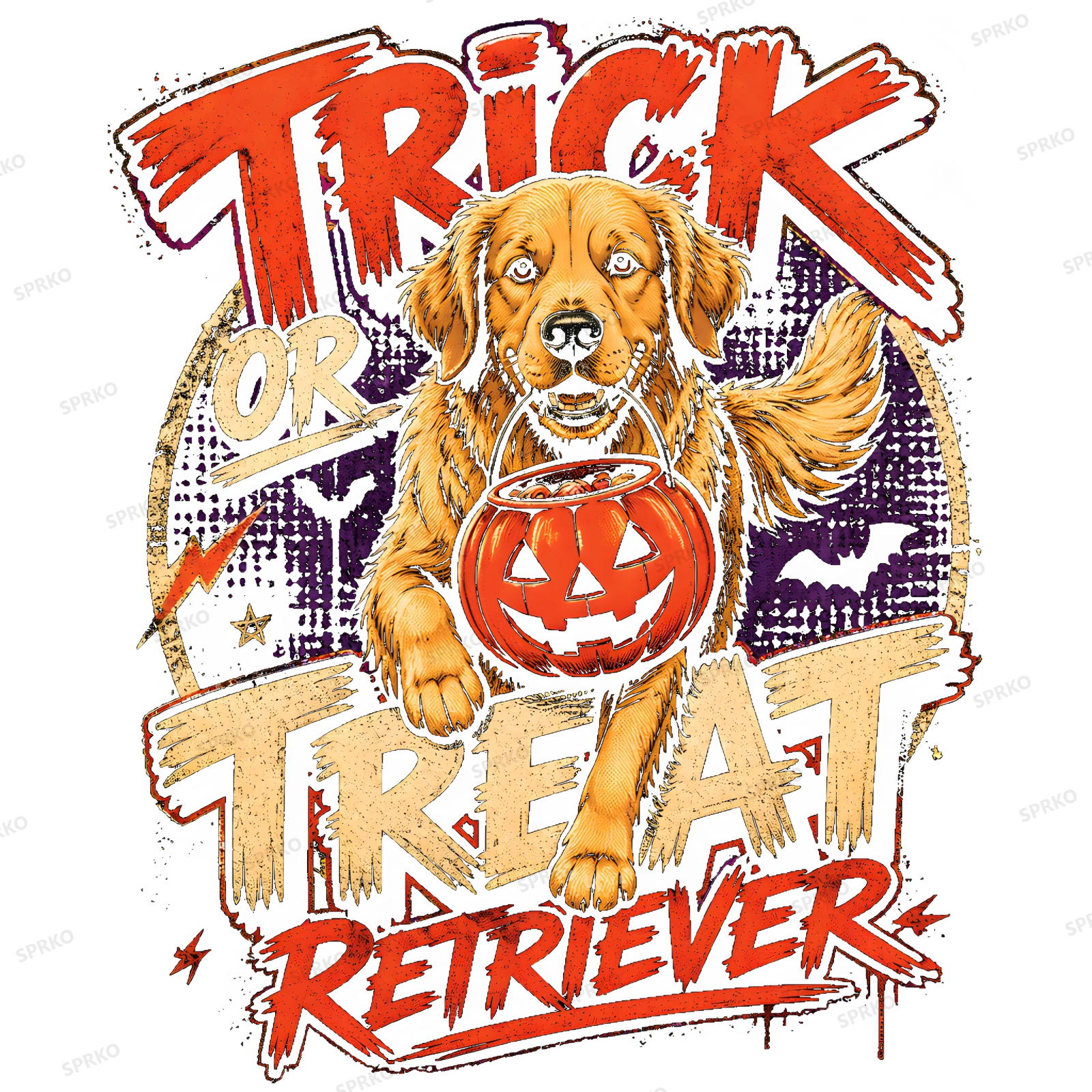 Trick or Treat Retriever Halloween Dog Design design preview wrapped on a mug