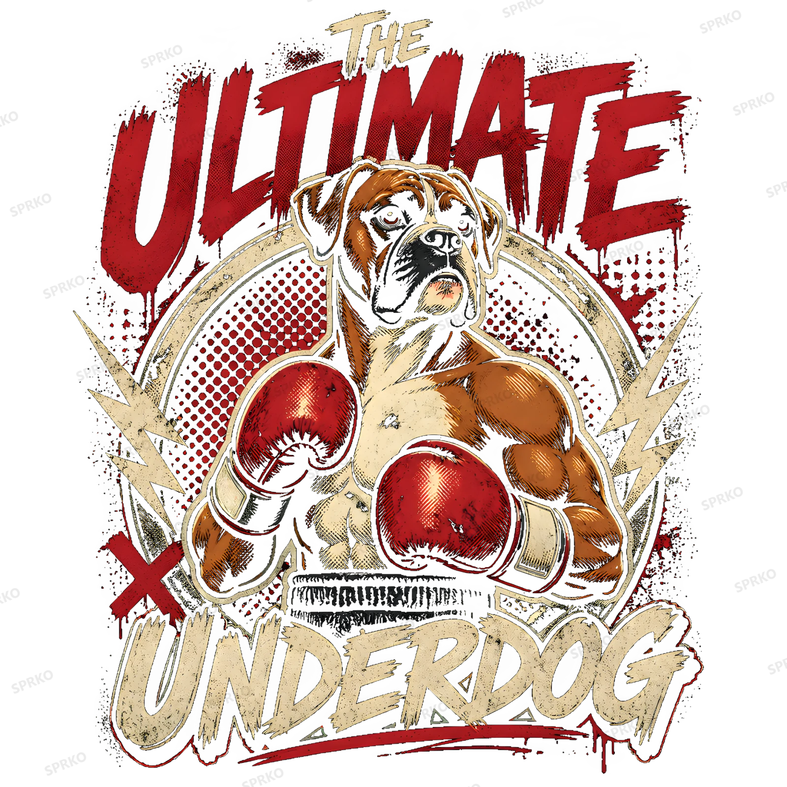 The Ultimate Underdog Boxer Dog design preview wrapped on a mug