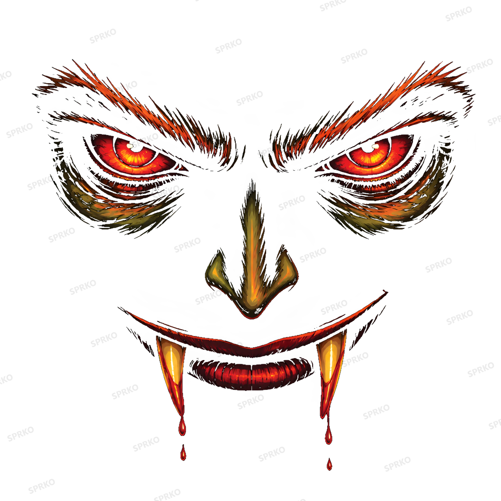 Vampire Fangs with Bloody Dripping Scary Face design preview wrapped on a mug
