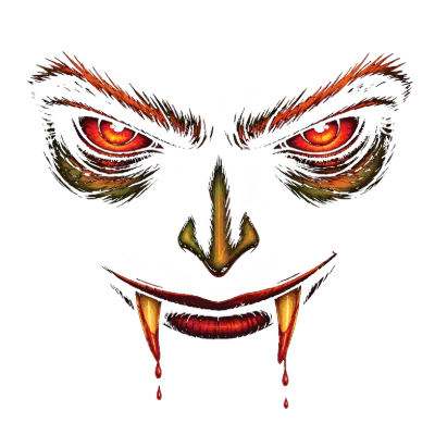 Vampire Fangs with Bloody Dripping Scary Face