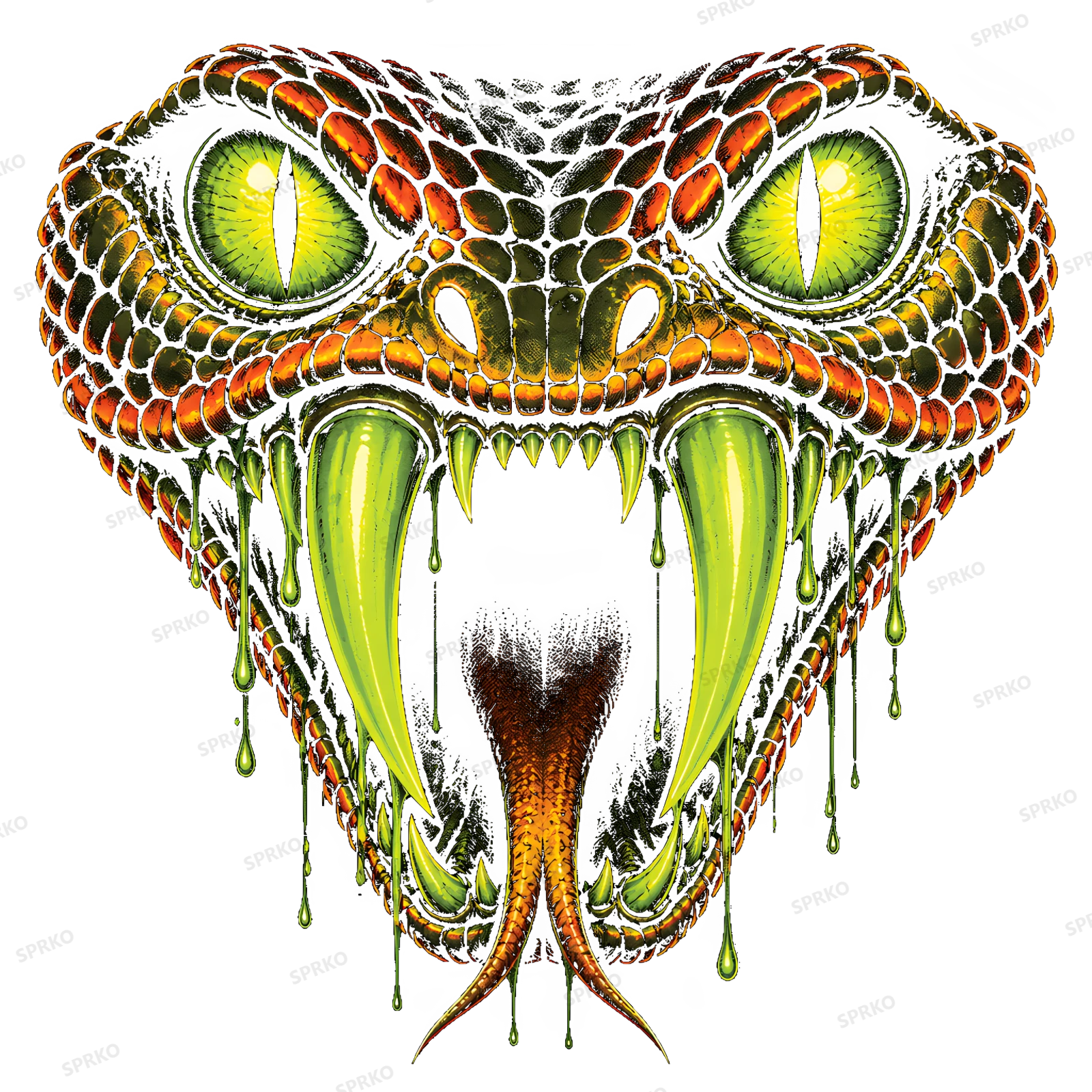 Venomous Serpent Head Fangs Halloween Design design preview wrapped on a mug