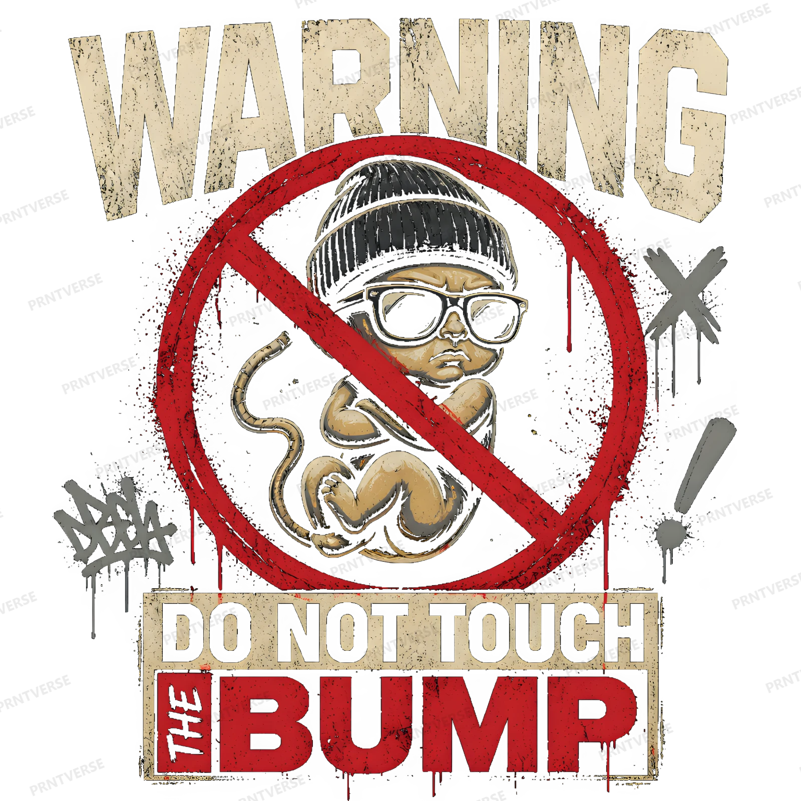 Warning Do Not Touch The Bump Tough Baby Design design preview wrapped on a mug