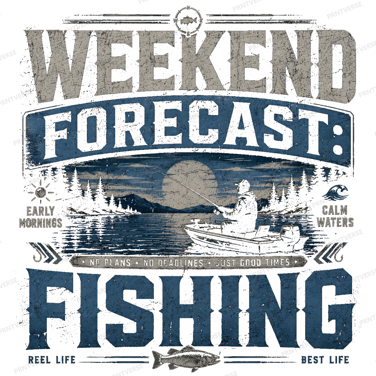 Weekend Forecast Distressed Fishing Design design preview wrapped on a mug