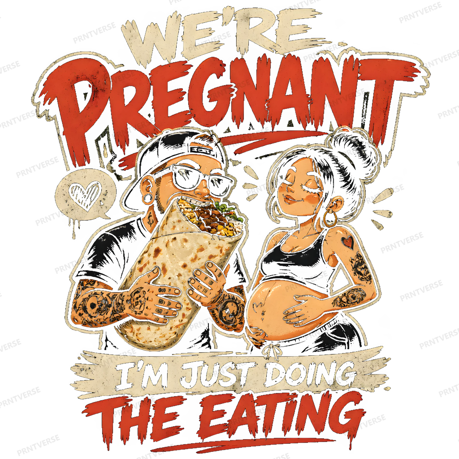 We're Pregnant Burrito Eating Humor design preview wrapped on a mug