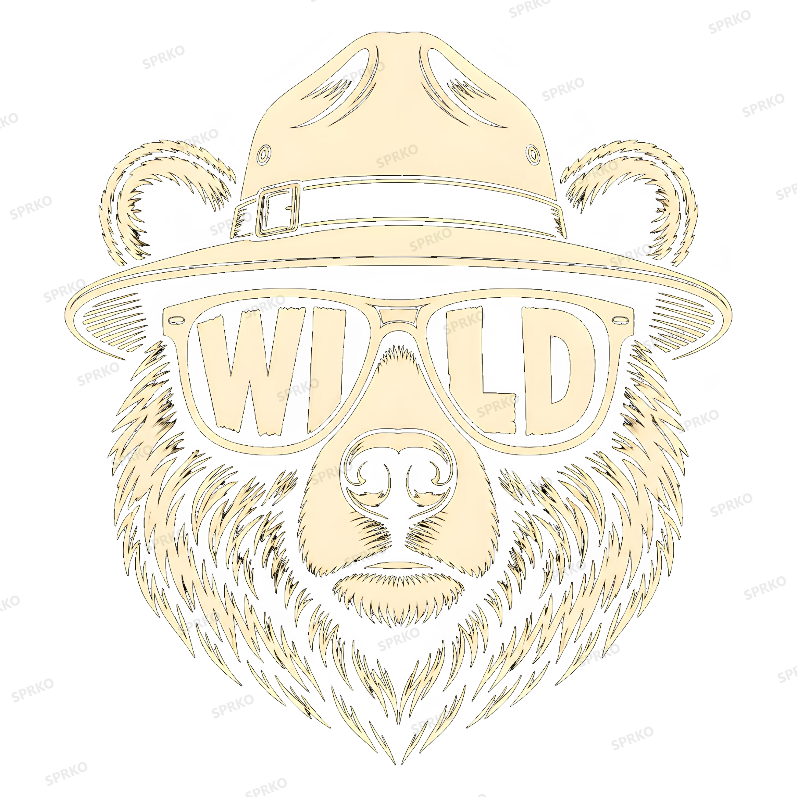 Wild Bear in Sunglasses and Ranger Hat design preview wrapped on a mug