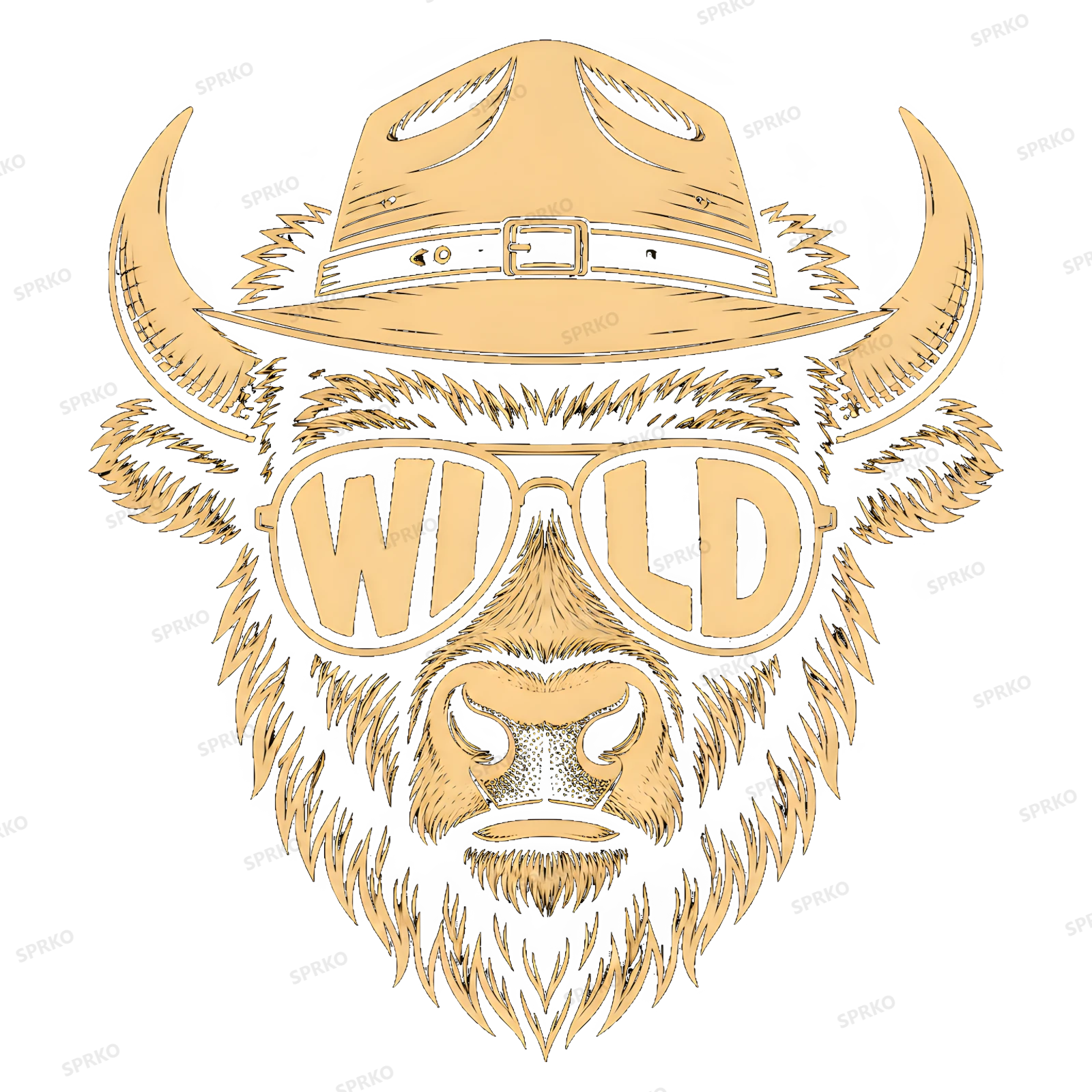Wild Buffalo In Sunglasses Cowboy Hat design preview wrapped on a mug
