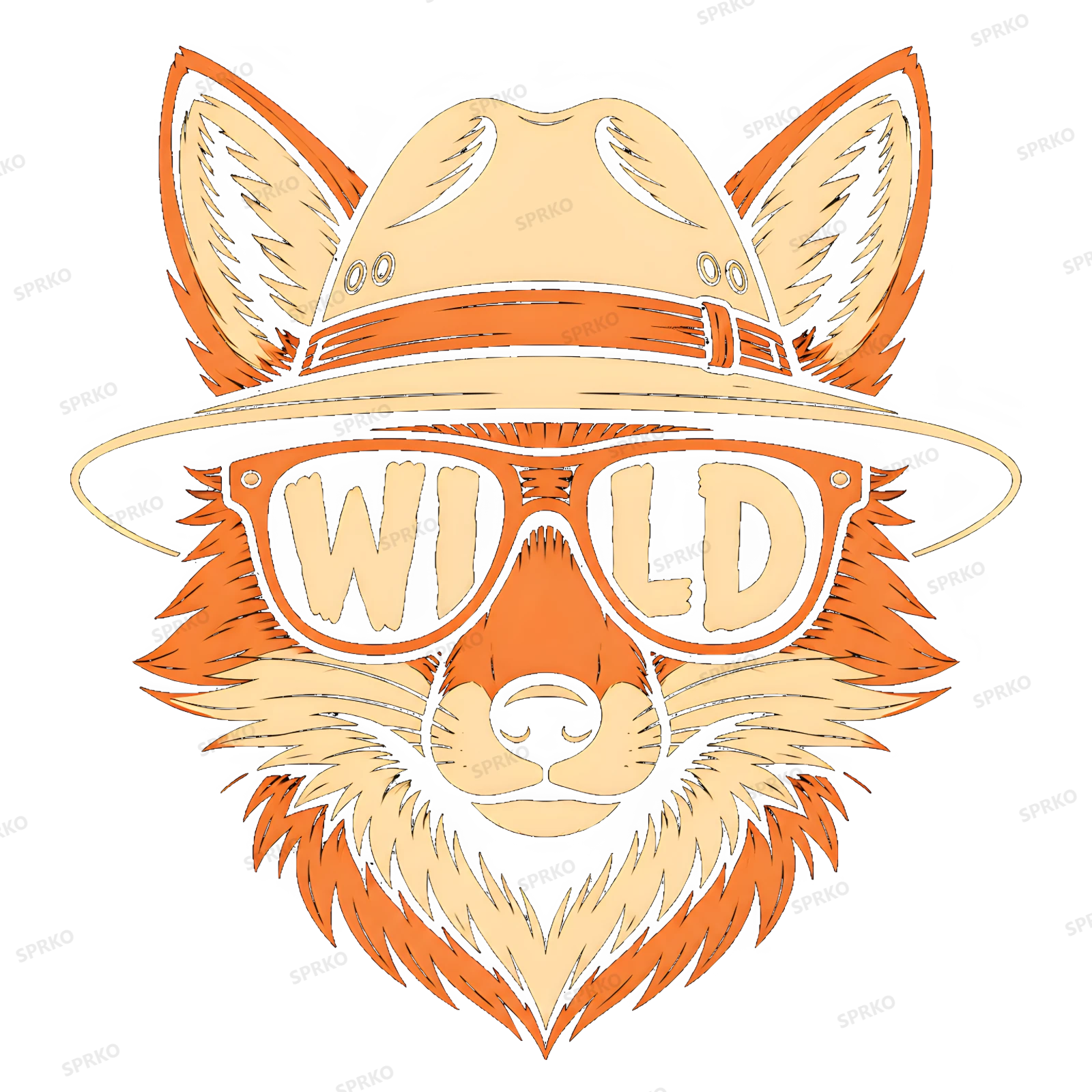 Wild Fox in Hat and Sunglasses Graphic Art design preview wrapped on a mug