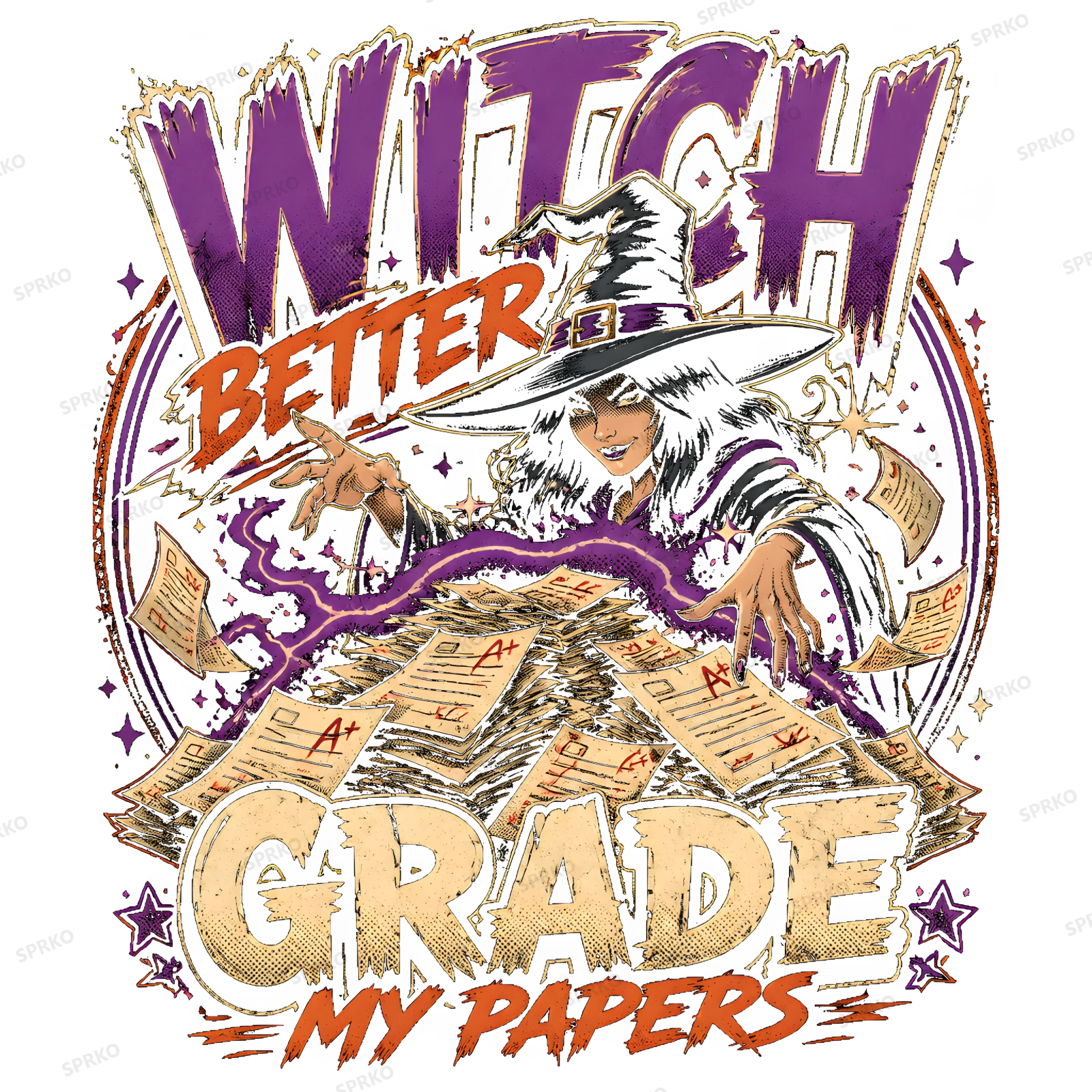 Witch Better Grade My Papers Teacher Halloween design preview wrapped on a mug